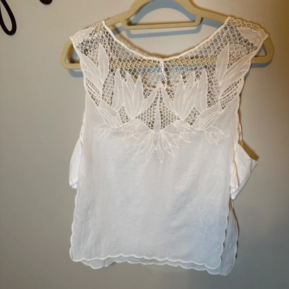 Free People Lace Embroidery Tank with Open sides sz S - Picture 4 of 7